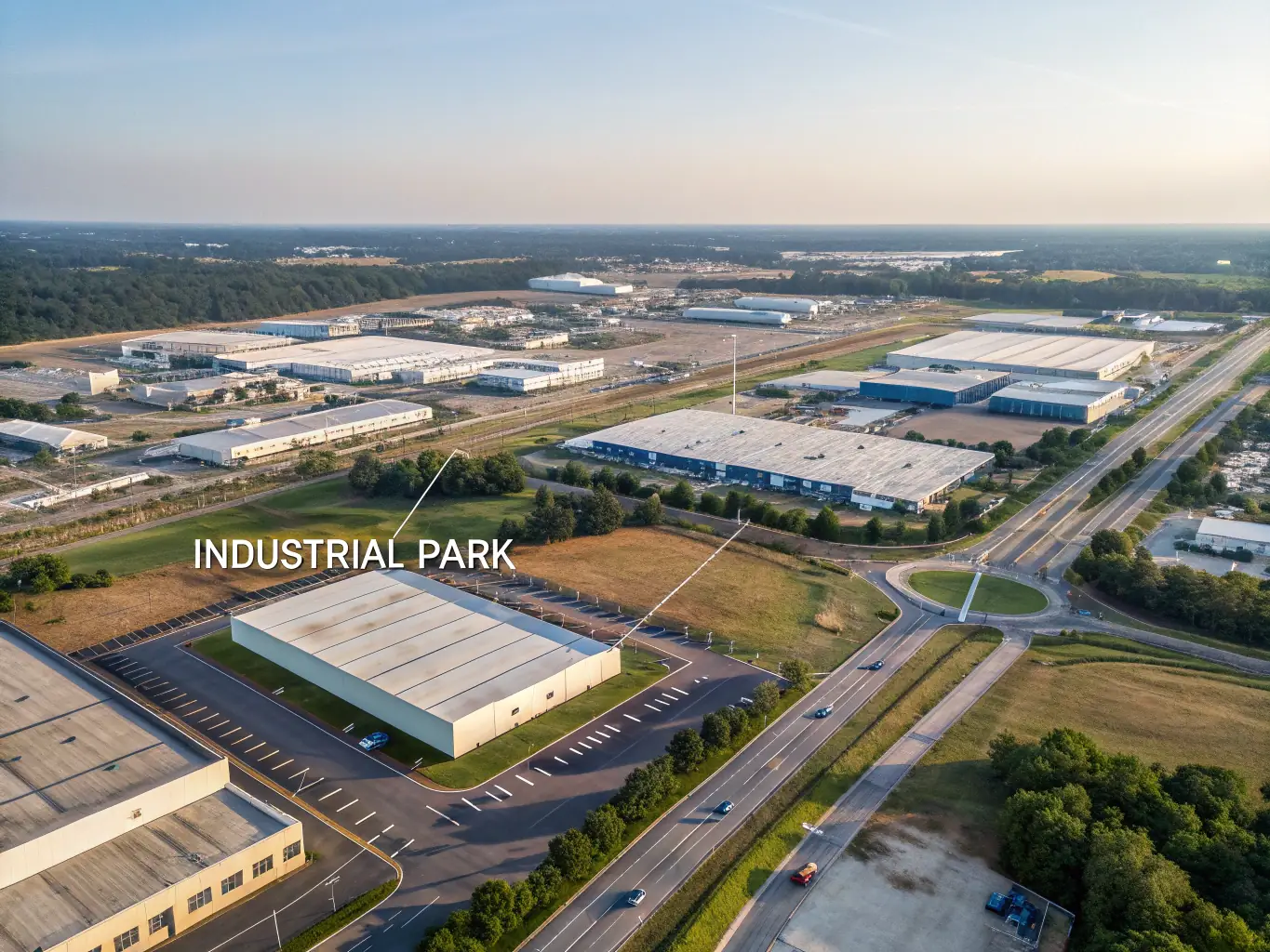 An aerial view of a vast industrial site, highlighting the importance of strategic site selection for successful light industrial projects.
